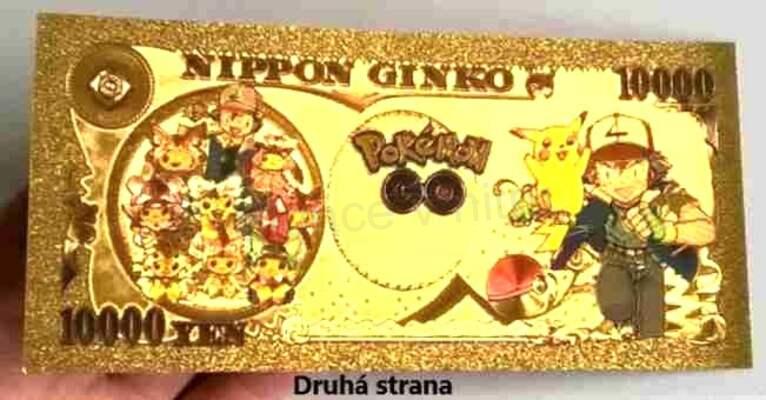 Pozlacená bankovka Pokemon - plaketa číslo 4 (MA28)