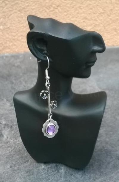 Kované visací vykladáné náušnice ozdobné kytičkové (BB730)