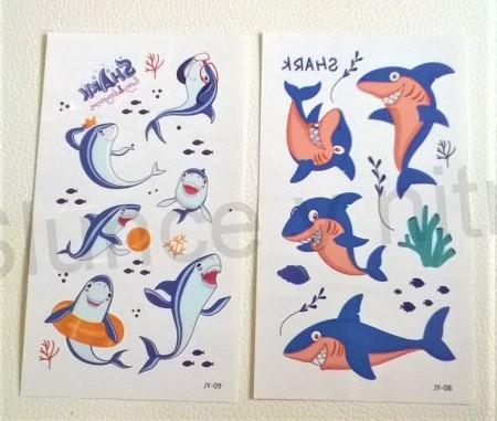 Voděodolné, dočasné tetovaní Žraloci 7 x 12 cm (E810)