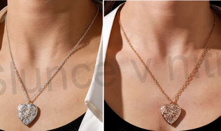 Pozlacený náhrdelník s přívěškem srdce - otevirací (BD751)