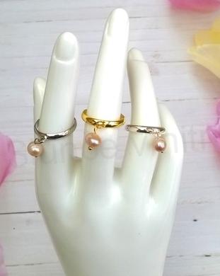 Nastavitelný minerální prsten s pravou perlou (X1763)