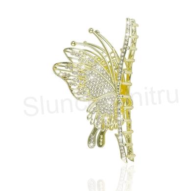 Vellká květinová spona do vlasů Butterfly Claw Clip, osázená štrasovými kamínky (H586)