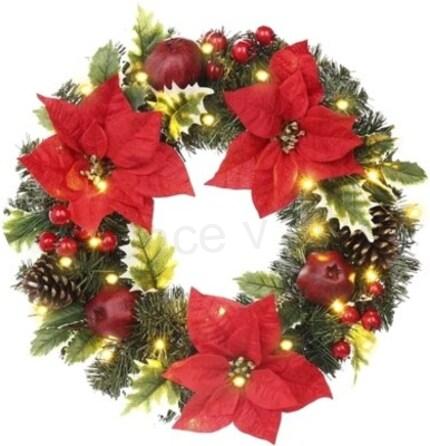 Vánoční věněc s 30 LED světly 51 cm (E967)