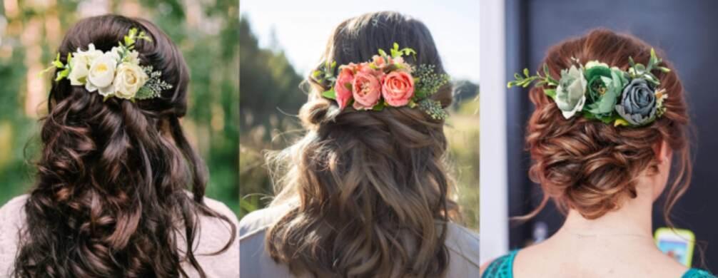 Květinový kovový hřeben, hřebínek do vlasů fuchsiový (H626)