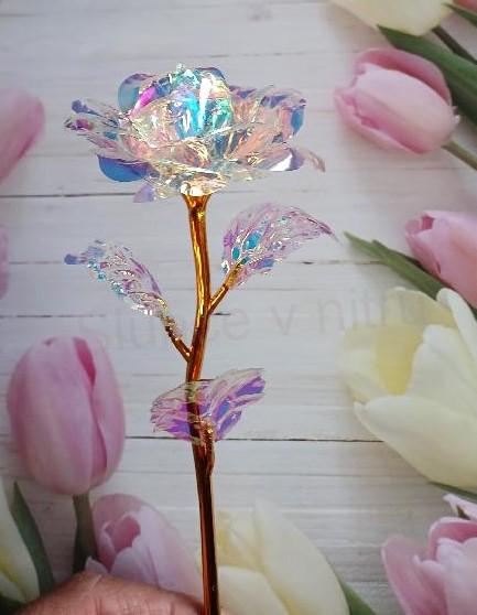 Pokovená zlatá věčná růže (V202)