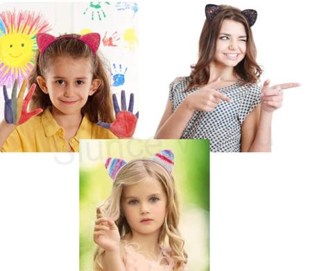 Čelenka do vlasů kočičí uši Růžová (H640)
