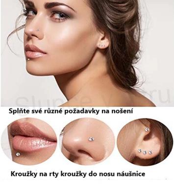 Piercing Labreta do nosu,tělo se zirkonem fialová (BB15)