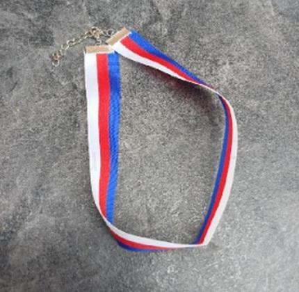 Náhrdelník choker stužkový v barvách státní vlajka Česko - Rusko (BD917)