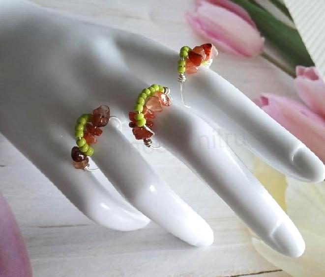 Minerální prsten achát s korálky (X2056)