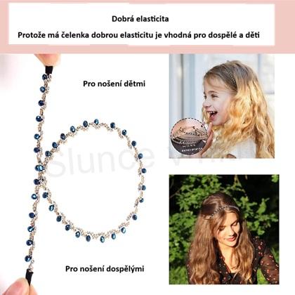 Čelenka do vlasů, štras fialová (H686)