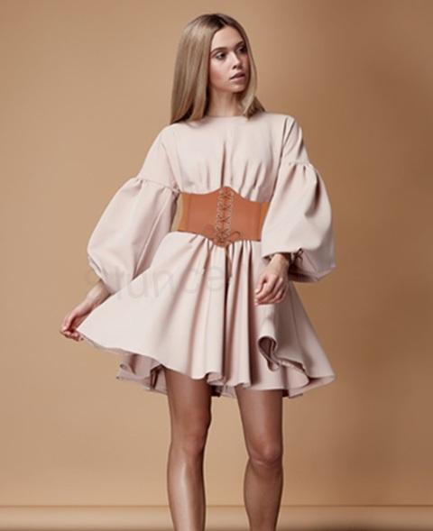 Gotický kožený korzet hnědý délka složený 74 cm (K641)