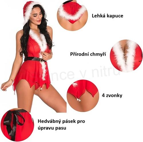 Vánoční spodní prádlo, negližé s G String univerzální velikost (K650)