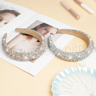 Dámská ozdobná široká čelenka do vlasů zlatá (H720)