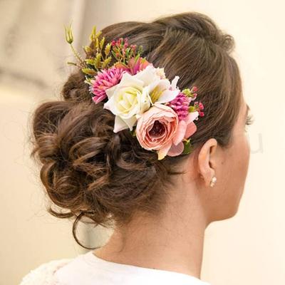 Květinový kovový hřeben, hřebínek do vlasů modrý (H743)