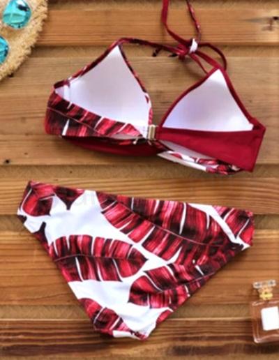 Dámské módní dvoudílné plavky Push Up se vzorem velikost S zelené (K84)