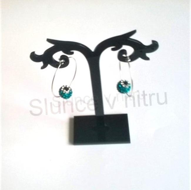 Stříbrné náušnice kruhy Swarovski korálek modré (BB278)