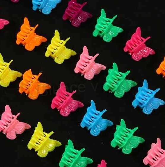 Mini skřipec do vlasů barevný motýlek růžový 17,6 x 18,5 mm (H169)