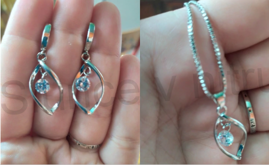 Postříbřená souprava se zirkonem (BE144)