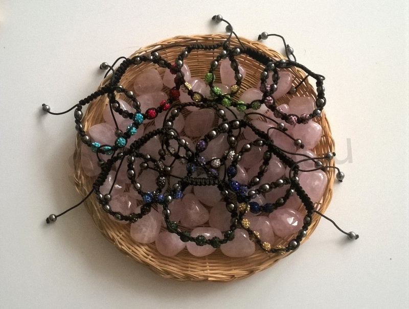 Náramek shamballa s pave korálků Swarovski modré (BC442)