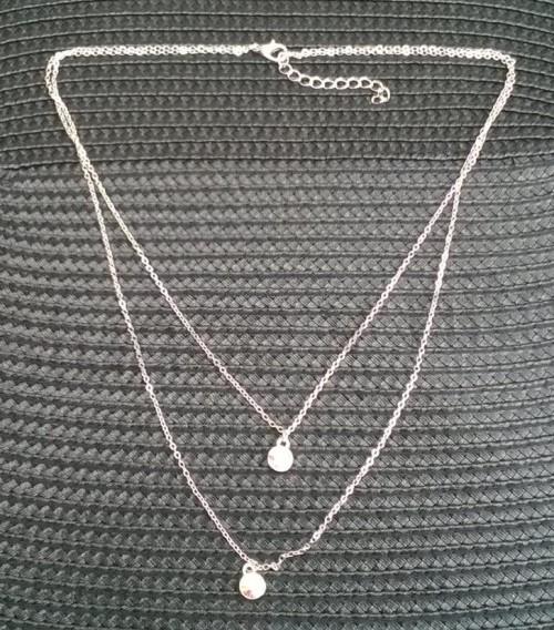 Dvojitý stříbrný náhrdelník se dvěma kamínky (BD230)