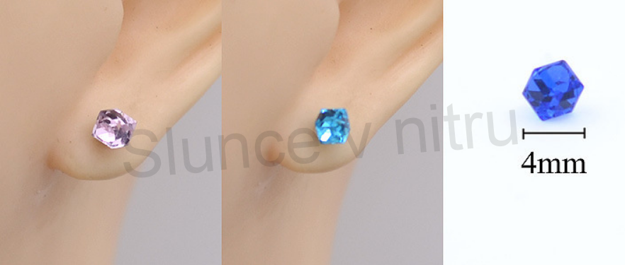 Hypoalergení náušnice kostka křišťálové žluté (BB423)