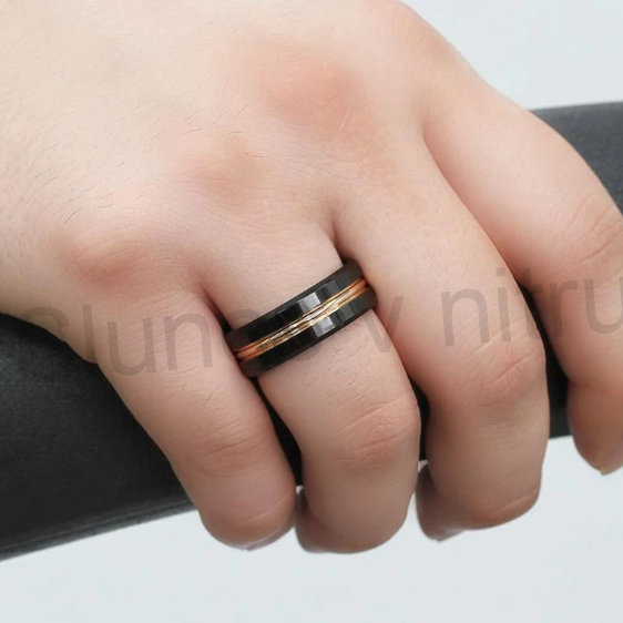 Pánský černý prsten z chirurgické oceli (BP339)