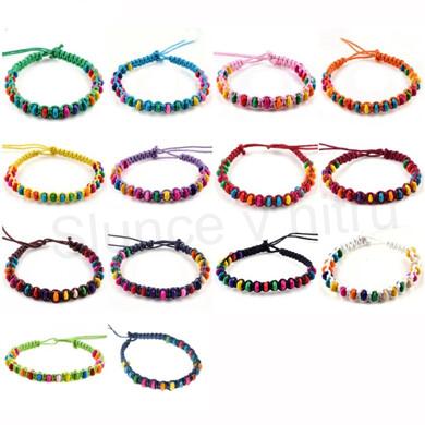 Barevný pletený náramek přátelství s korálkami (BC494)