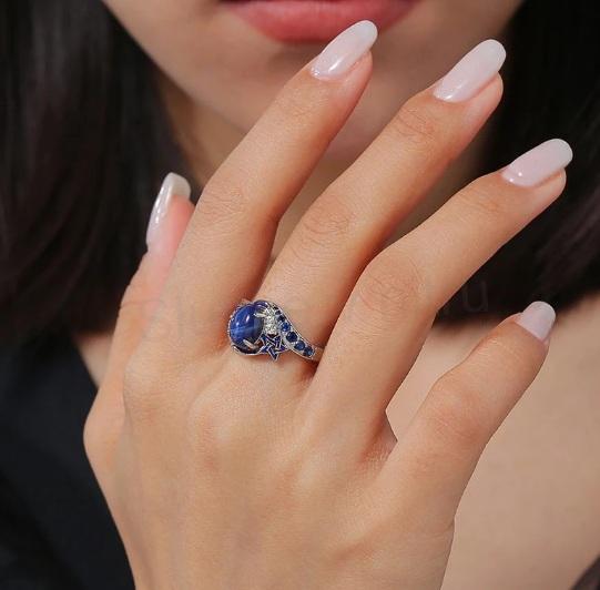 Prsten s hvězdou a krystaly velikost 59 (BP361)