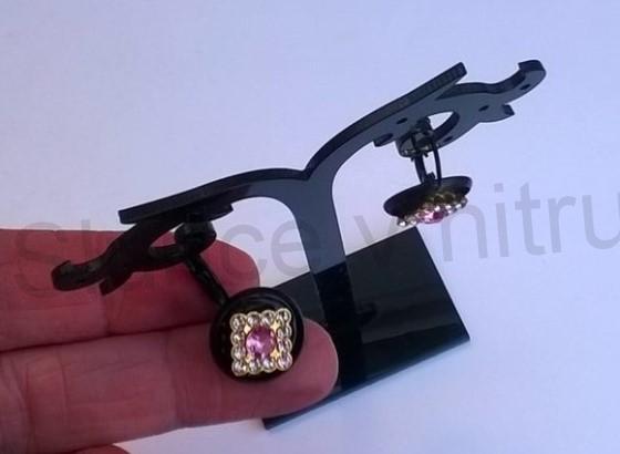 Černé náušnice s kamínky růžové (BB567)