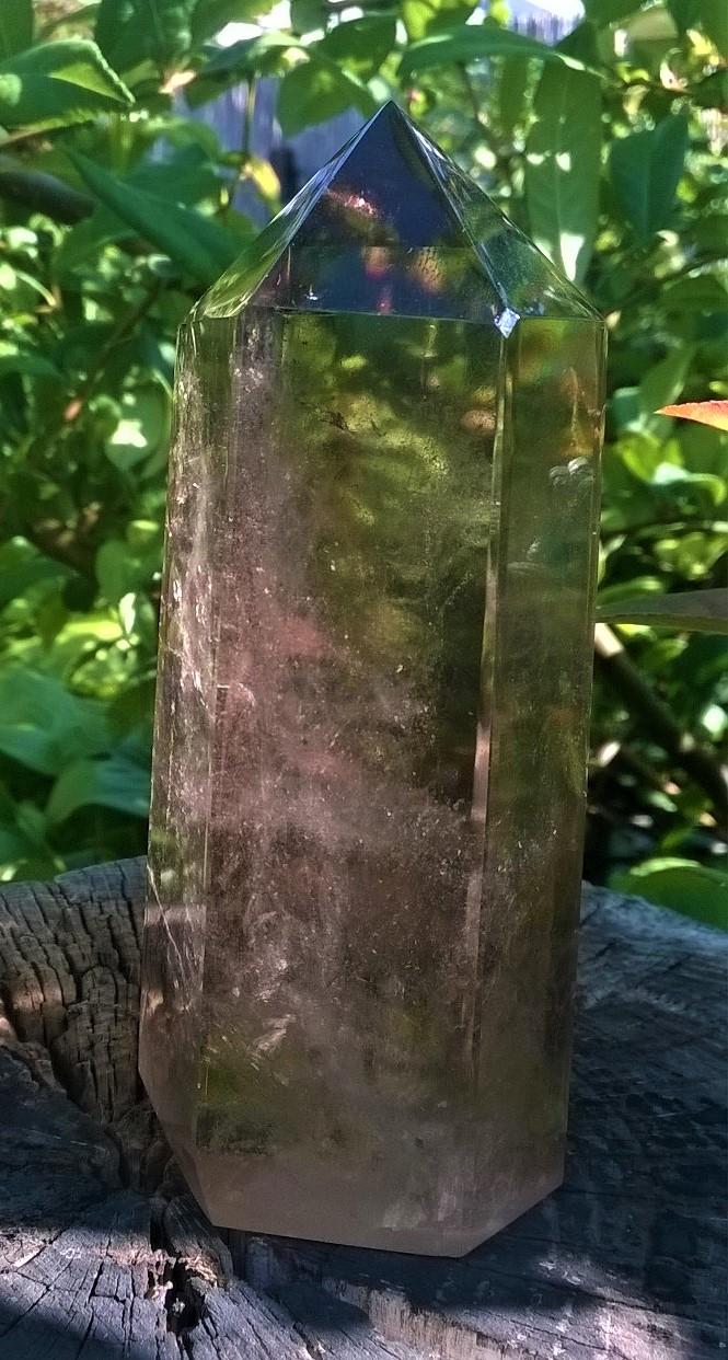 Záhněda broušená špice s duhami 300 g (Brazílie) (X1062)