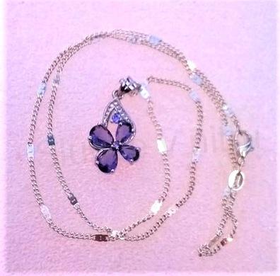 Náhrdelník ametyst kytička se zirkony (X1474)