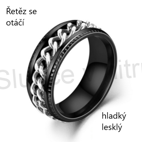 Pánský prsten z chirurgické oceli a řetízkem (BP314)