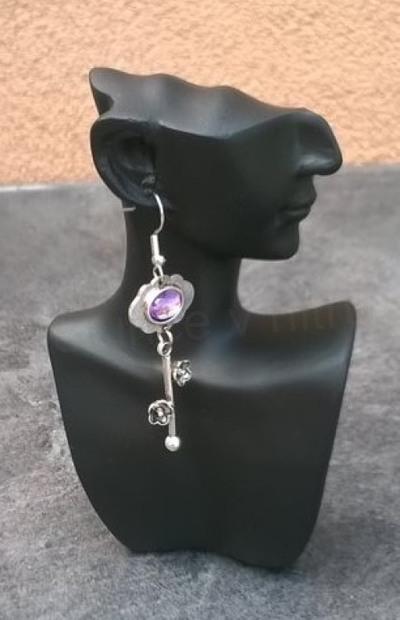 Kované visací vykladáné náušnice ozdobné kytičkové (BB730)