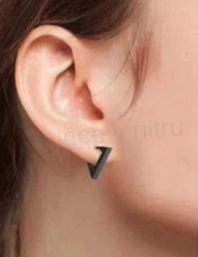 Náušnice trojúhelníkové černé z nerezavé oceli (BB781)