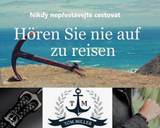 Pánský náramek Tom Miller s černou kotvou (BC574)