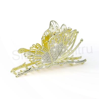 Vellká květinová spona do vlasů Butterfly Claw Clip, osázená štrasovými kamínky (H586)