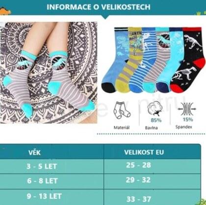 Chlapecké veselé bavlněné ponožky velikost 25 - 28 šedo modré (W225)