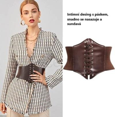 Gotický kožený korzet hnědý délka složený 76 cm (K527)
