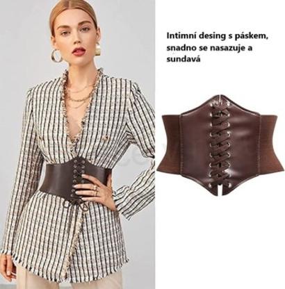 Gotický kožený korzet hnědý délka složený 86 cm (K528)