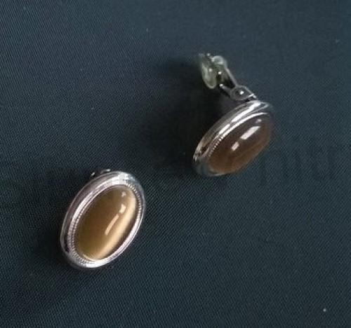 Náušnice klipsy s kočičím okem 15 x 19,2 mm (BB166)