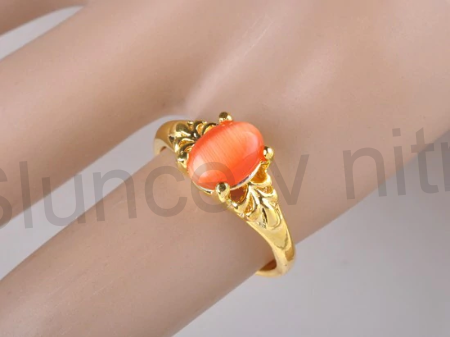 Pozlacený prsten s polodrahokamenem oranžový (BP149)