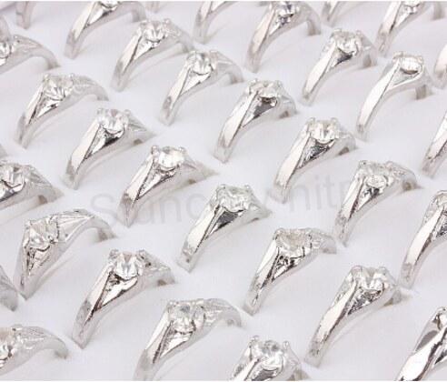 Pokovený prsten s čirým zirkonem velikost 66 (BP154)