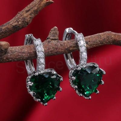 Kruhové náušnice srdce se zirkony červené (BE1)