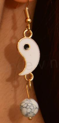 Minerální náušnice Jina Jang - Magnezit, láva 8,5 x 8,5 mm (X1361)