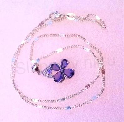 Náhrdelník ametyst kytička se zirkony (X1474)