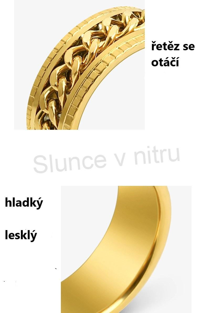 Pánský prsten z chirurgické oceli a řetízkem (BP312)