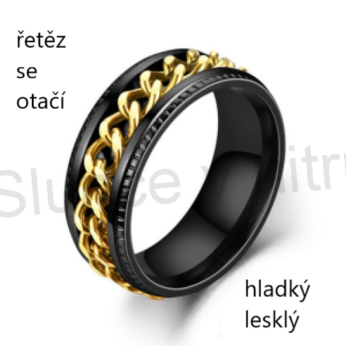 Pánský prsten z chirurgické oceli a řetízkem (BP319)