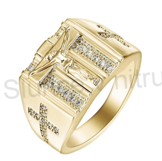 Pozlacený prsten z nerez oceli se zirkony (BP411)