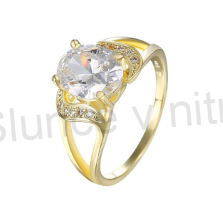 Prsten se zirkony - pozlaceno (BE53)