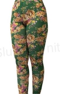 Dámské zelené barevné elastické legíny M/L (K188)